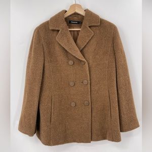 Prague Wool & Alpaca Coat Double Breasted Peacoat in Camel Size Small